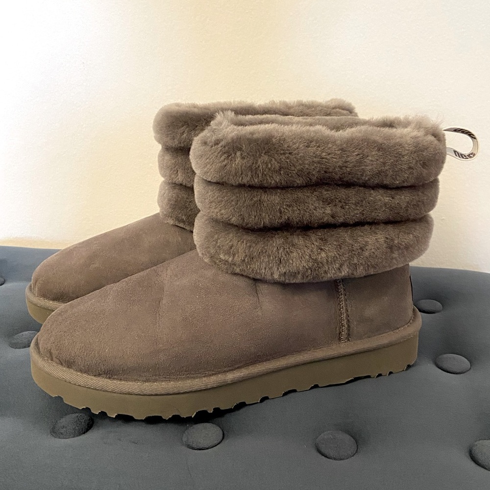 NEW Ugg Fluff Boot Mini - gray size 7